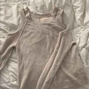 Knit open shoulder sweater